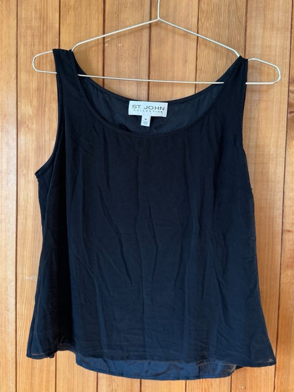 St. John Collection Black 100% Silk Sleeveless Tank Top M